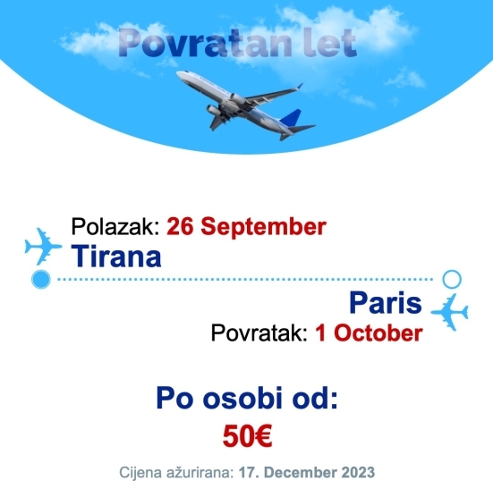26 September - 1 October | Tirana - Paris
