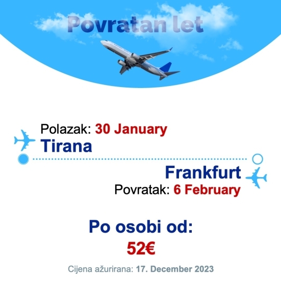 30 January - 6 February | Tirana - Frankfurt