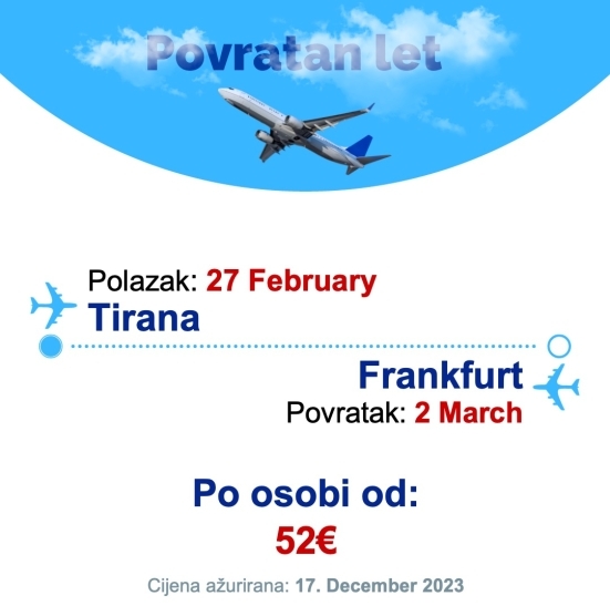 27 February - 2 March | Tirana - Frankfurt