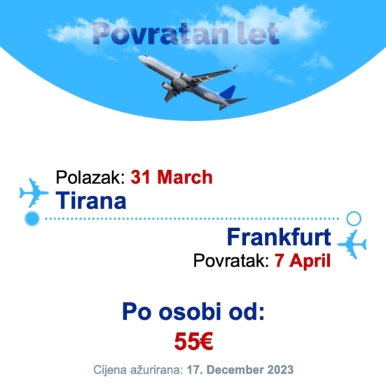 31 March - 7 April | Tirana - Frankfurt