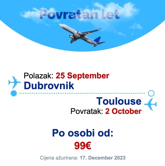 25 September - 2 October | Dubrovnik - Toulouse