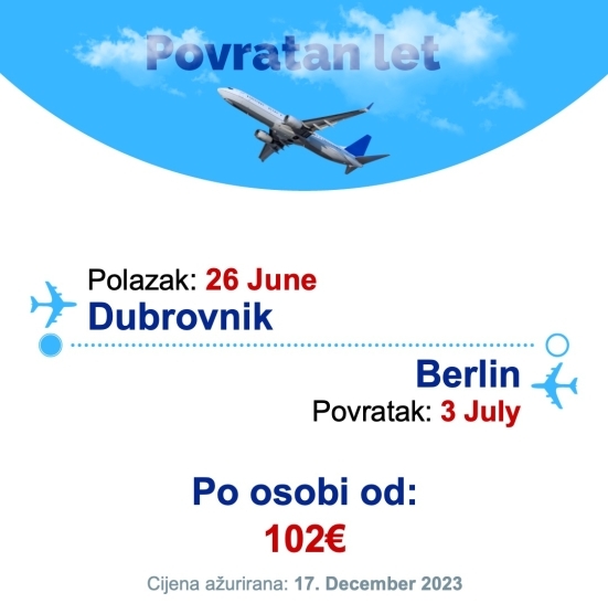 26 June - 3 July | Dubrovnik - Berlin