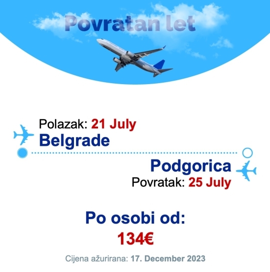 21 July - 25 July | Belgrade - Podgorica