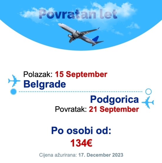 15 September - 21 September | Belgrade - Podgorica
