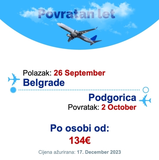 26 September - 2 October | Belgrade - Podgorica