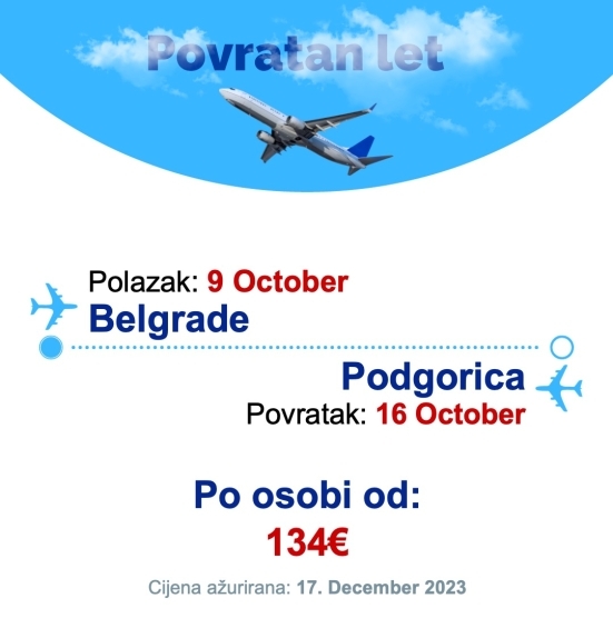 9 October - 16 October | Belgrade - Podgorica