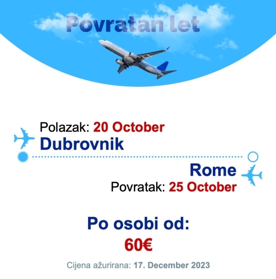 20 October - 25 October | Dubrovnik - Rome