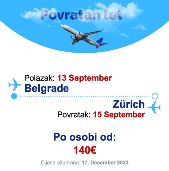 13 September - 15 September | Belgrade - Zürich