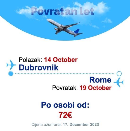 14 October - 19 October | Dubrovnik - Rome
