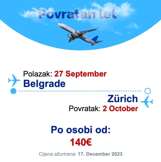 27 September - 2 October | Belgrade - Zürich