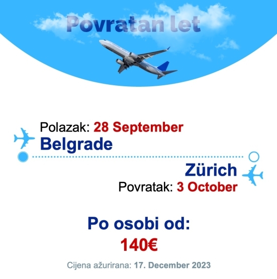 28 September - 3 October | Belgrade - Zürich