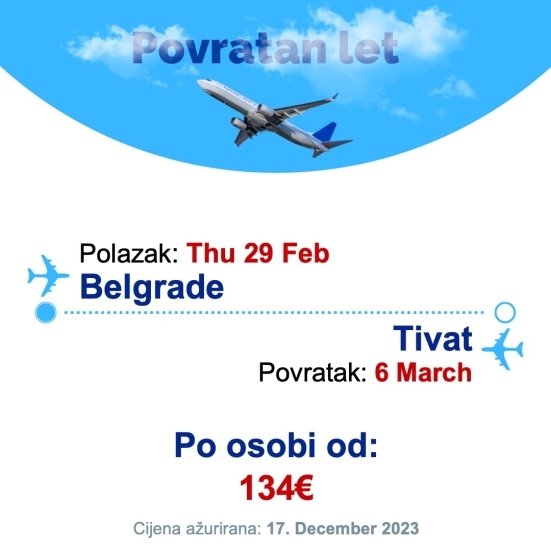 Thu 29 Feb - 6 March | Belgrade - Tivat