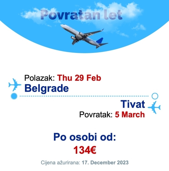 Thu 29 Feb - 5 March | Belgrade - Tivat