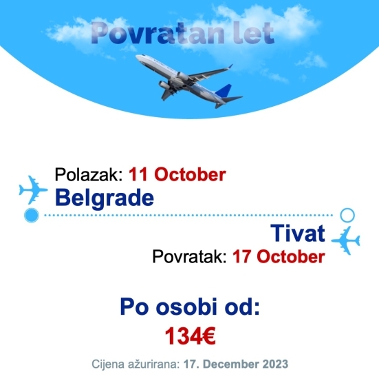 11 October - 17 October | Belgrade - Tivat