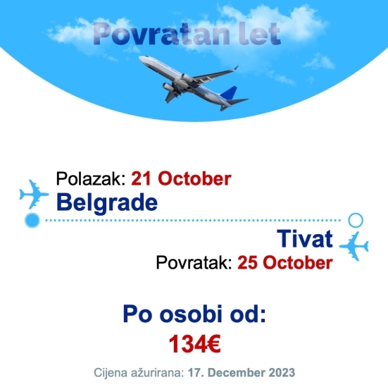 21 October - 25 October | Belgrade - Tivat