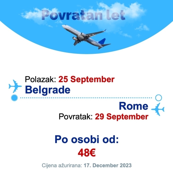 25 September - 29 September | Belgrade - Rome