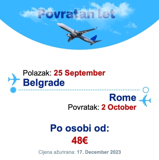 25 September - 2 October | Belgrade - Rome