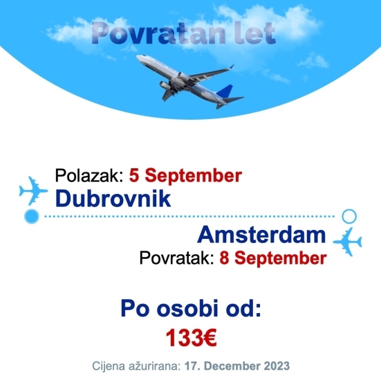 5 September - 8 September | Dubrovnik - Amsterdam