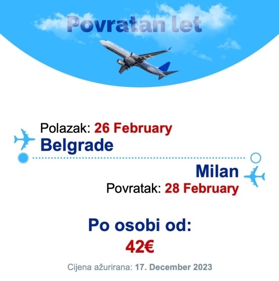 26 February - 28 February | Belgrade - Milan