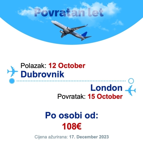 12 October - 15 October | Dubrovnik - London