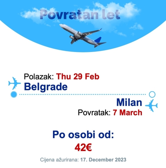 Thu 29 Feb - 7 March | Belgrade - Milan