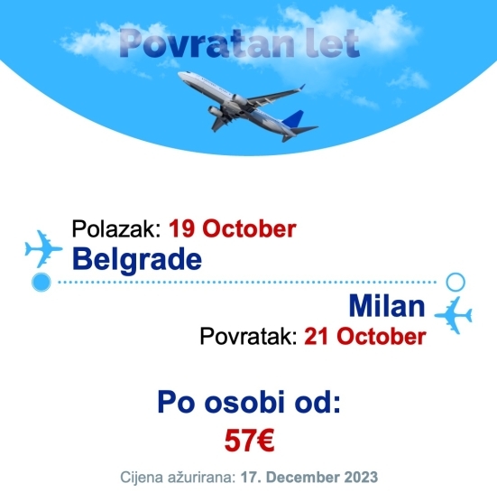 19 October - 21 October | Belgrade - Milan