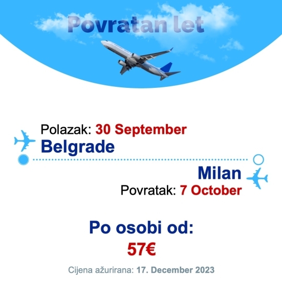 30 September - 7 October | Belgrade - Milan