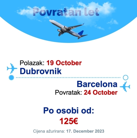 19 October - 24 October | Dubrovnik - Barcelona