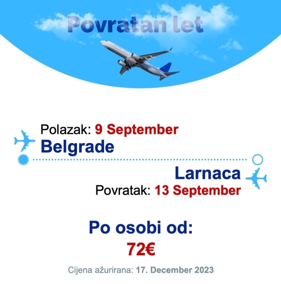 9 September - 13 September | Belgrade - Larnaca