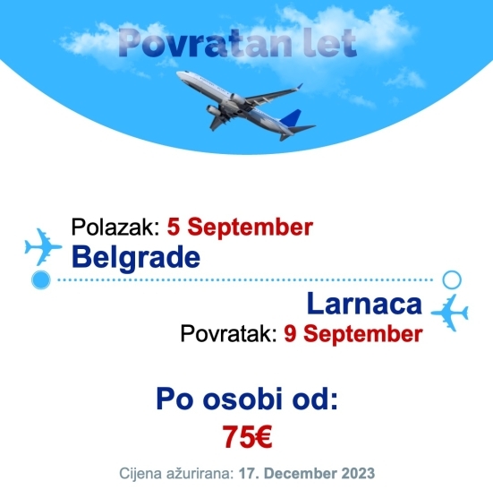 5 September - 9 September | Belgrade - Larnaca