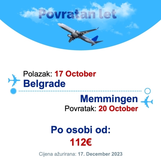 17 October - 20 October | Belgrade - Memmingen