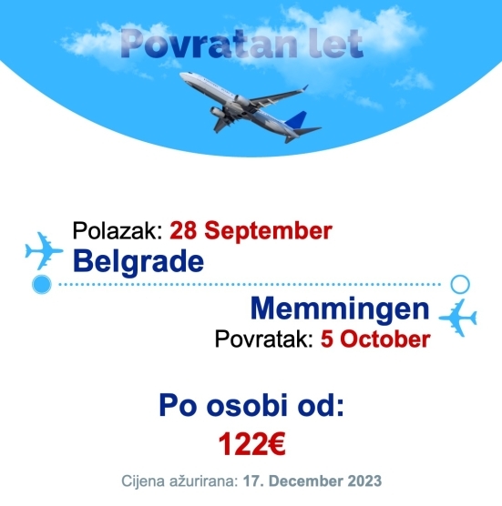 28 September - 5 October | Belgrade - Memmingen