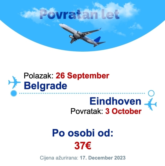 26 September - 3 October | Belgrade - Eindhoven