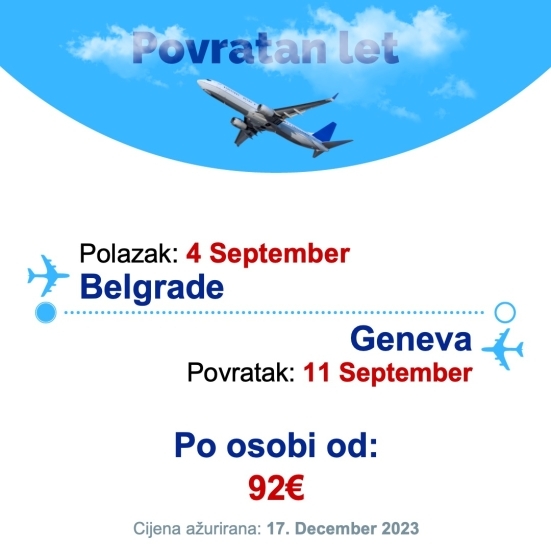 4 September - 11 September | Belgrade - Geneva
