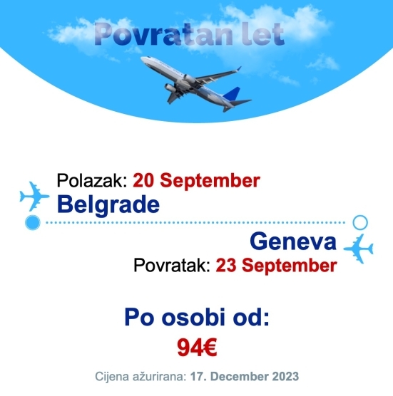 20 September - 23 September | Belgrade - Geneva
