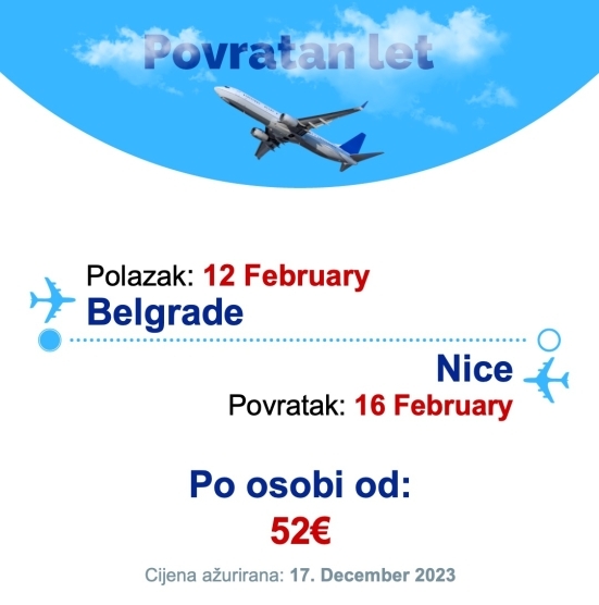 12 February - 16 February | Belgrade - Nice