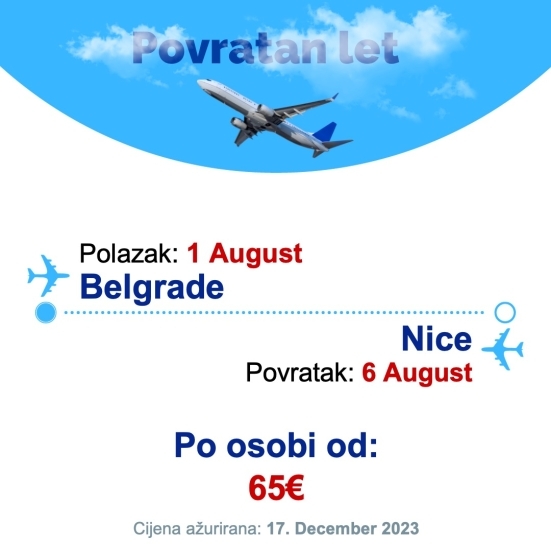 1 August - 6 August | Belgrade - Nice