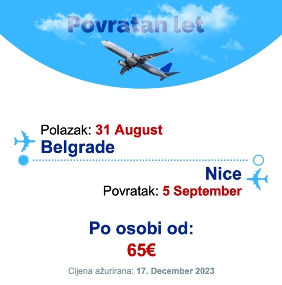 31 August - 5 September | Belgrade - Nice