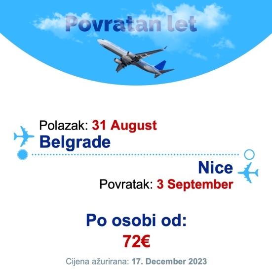 31 August - 3 September | Belgrade - Nice