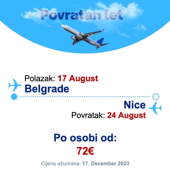17 August - 24 August | Belgrade - Nice