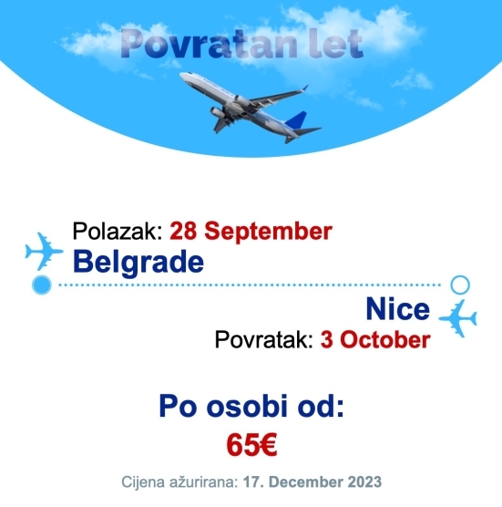 28 September - 3 October | Belgrade - Nice