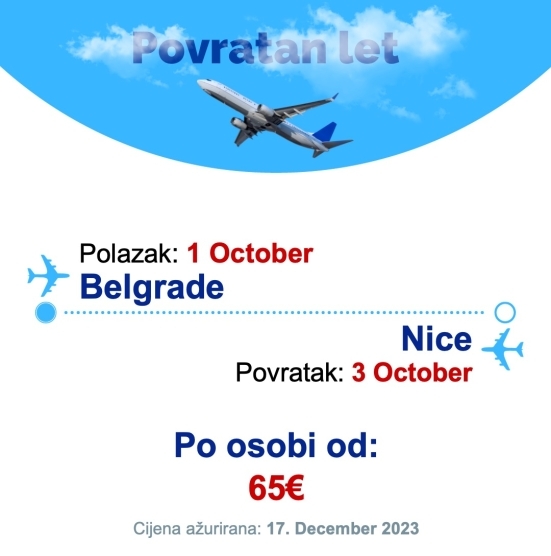 1 October - 3 October | Belgrade - Nice