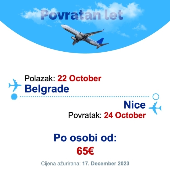22 October - 24 October | Belgrade - Nice