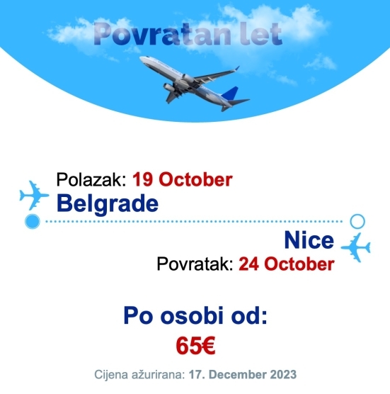 19 October - 24 October | Belgrade - Nice