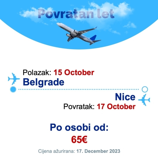15 October - 17 October | Belgrade - Nice