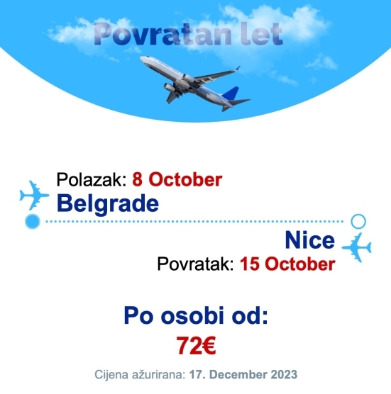 8 October - 15 October | Belgrade - Nice
