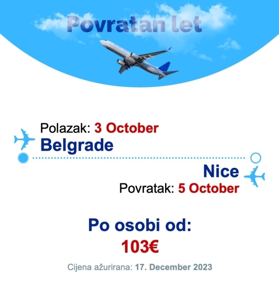 3 October - 5 October | Belgrade - Nice