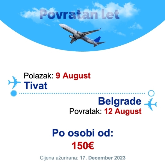 9 August - 12 August | Tivat - Belgrade
