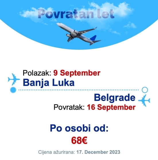 9 September - 16 September | Banja Luka - Belgrade