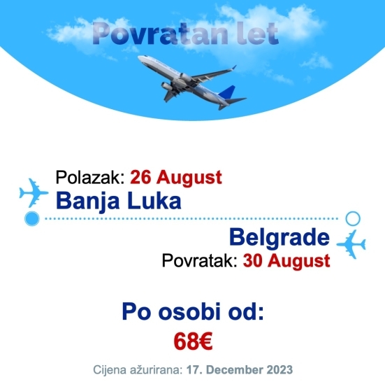 26 August - 30 August | Banja Luka - Belgrade